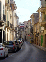 The Carrer del Rei En Jaume I street, viewed from the Plaça de sa Font de Santa Margalida square