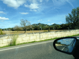 The Sanctuary of Sant Salvador, viewed from the rental car on the Ma-14 road