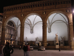 The Loggia dei Lanzi at the Piazza della Signoria square, by night