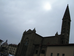 The Basilica of Santa Maria Novella church and the dome of the Cathedral of Santa Maria del Fiore, viewed from the Piazza della Stazione square