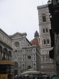 The Cathedral of Santa Maria del Fiore and the Campanile di Giotto tower, viewed from the Piazza di San Giovanni square