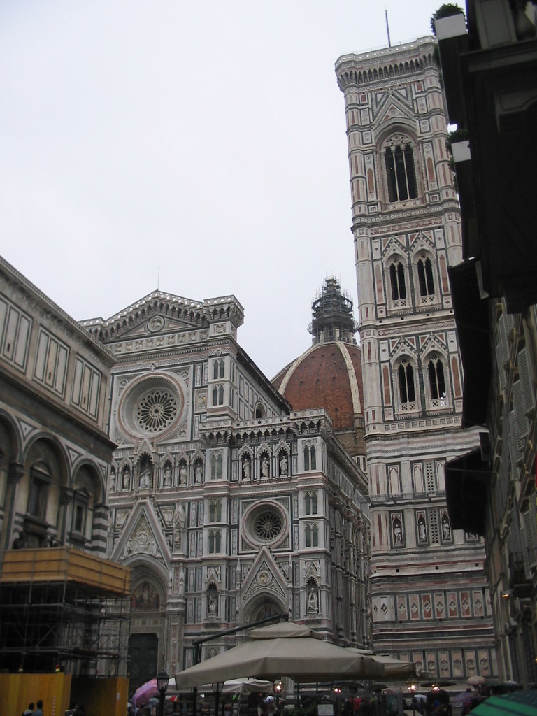 The Cathedral of Santa Maria del Fiore and the Campanile di Giotto tower, viewed from the Piazza di San Giovanni square