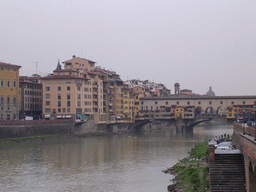 The Ponte Vecchio bridge over the Arno river, viewed from the Ponte alle Grazie bridge