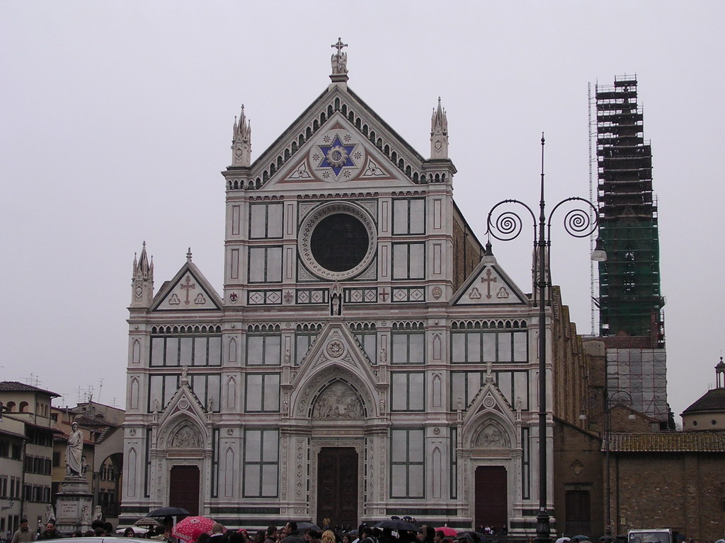 Front of the Basilica of Santa Croce in Florence church at the Piazza di Santa Croce square