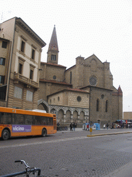 East side of the Basilica of Santa Maria Novella church at the Piazza dell`Unità Italiana square