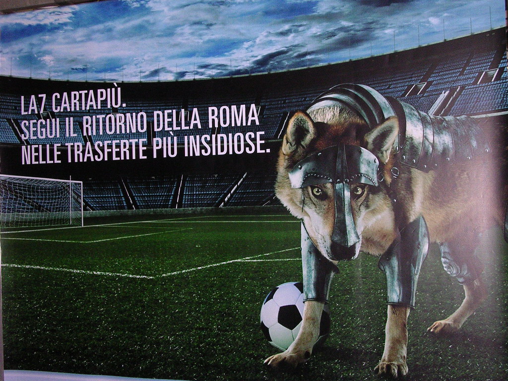 Poster of the AS Roma football team in the city center