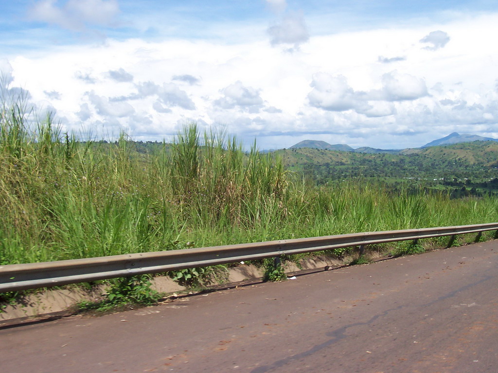 Mountains and hills along the road between Bafoussam and Foumban, viewed from the car