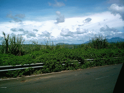 Mountains and hills along the road between Bafoussam and Foumban, viewed from the car