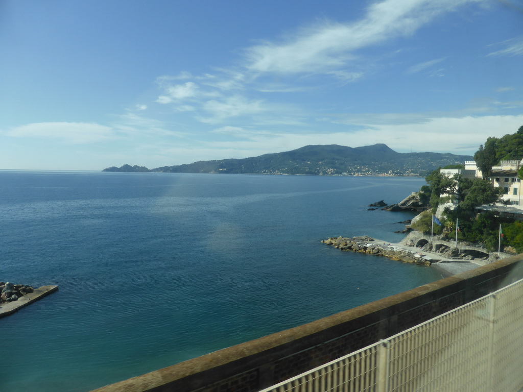 The Ligurian Sea and the Portofino Peninsula, viewed from the train from Levanto