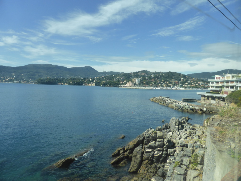 The Ligurian Sea and the Portofino Peninsula, viewed from the train from Levanto