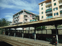 The train station of Rapallo, viewed from the train from Levanto