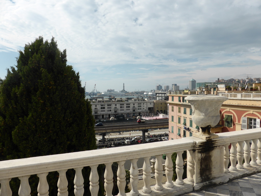 The Old Harbour (Porto Antico) and the Lighthouse of Genoa, viewed from the roof terrace of the Royal Palace