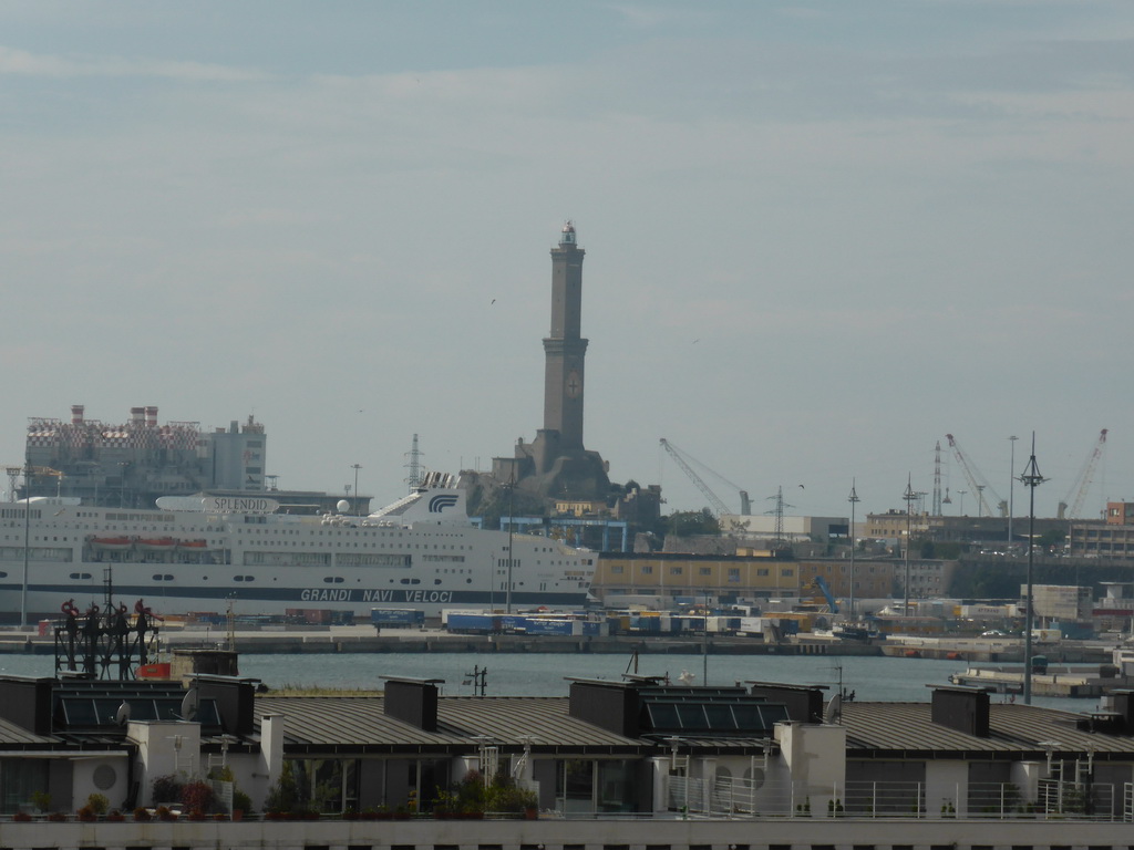 The Lighthouse of Genoa in the Old Harbour, viewed from the roof terrace of the Royal Palace