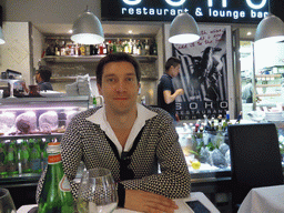 Tim at the Soho restaurant at the Via Al Ponte Calvi street