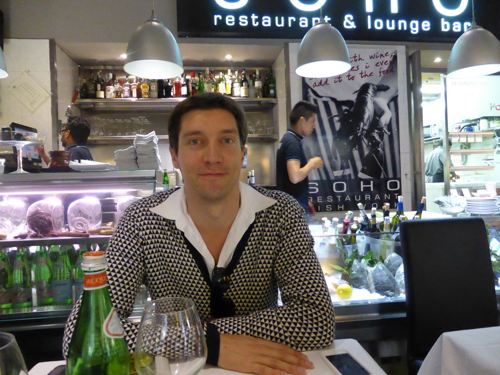 Tim at the Soho restaurant at the Via Al Ponte Calvi street