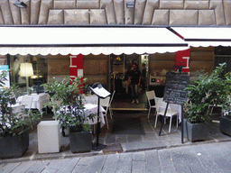 Front of the Soho restaurant at the Via Al Ponte Calvi street