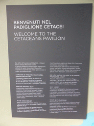 Explanation on the Cetaceans Pavilion at the Aquarium of Genoa