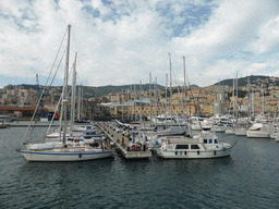 Boats in the Old Harbour, viewed from the Aquarium of Genoa