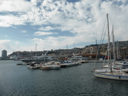 Boats in the Old Harbour, viewed from the Aquarium of Genoa