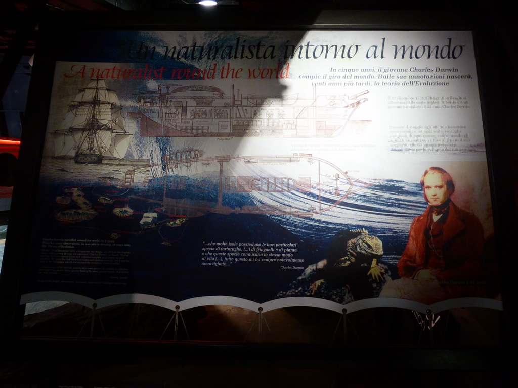 Explanation on Charles Darwin at the Aquarium of Genoa