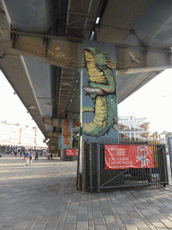 Paintings under the Soproelevata Aldo Moro bridge over the Plaza Caricamento square