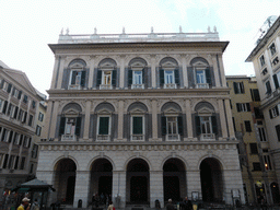 Front of the house on the opposite of the Cathedral of San Lorenzo at the Via Chiabrera street