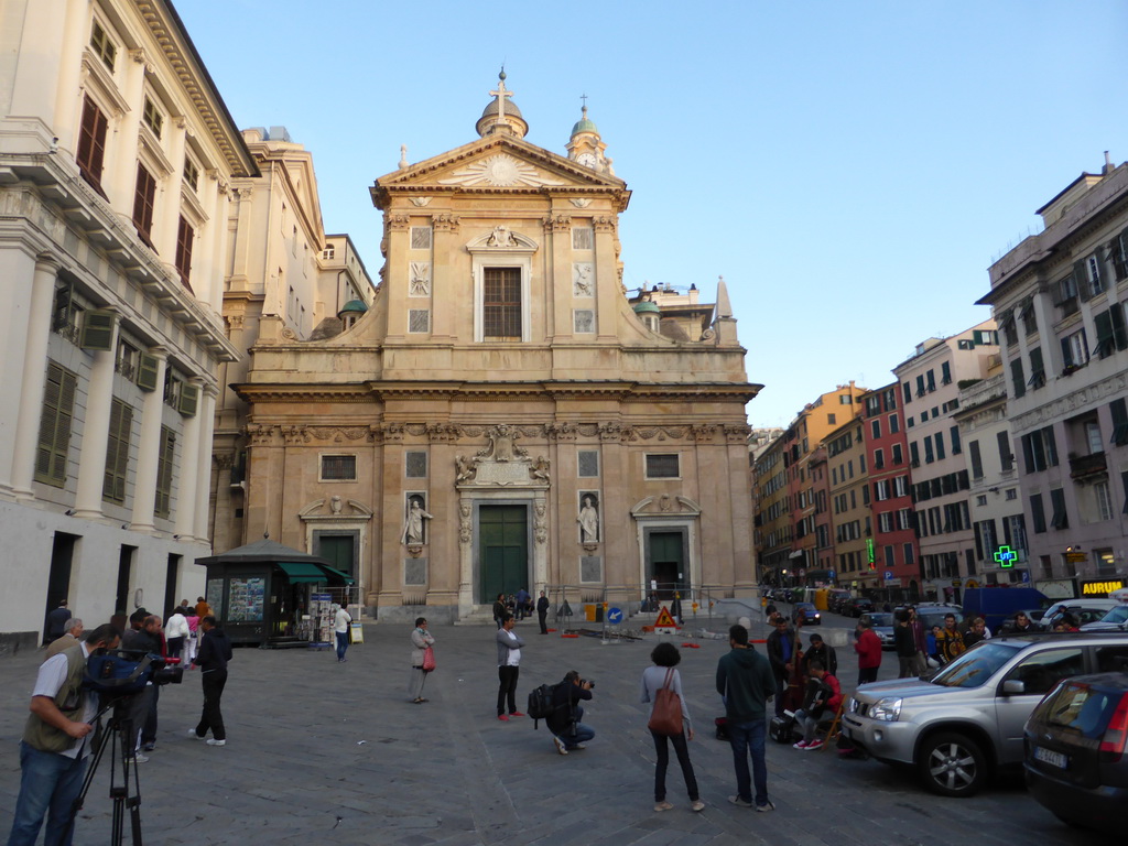 Front of the Chiesa del Gesù e dei Santi Ambrogio e Andrea church at the Piazza Giacomo Matteotti square