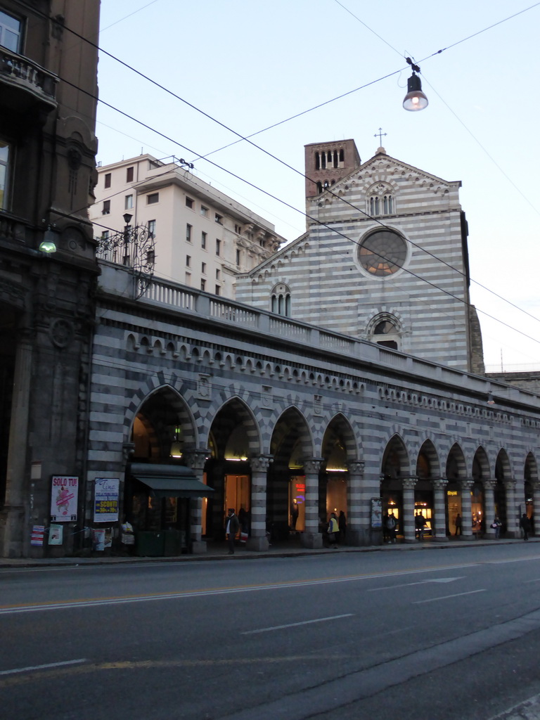 The Santo Stefano church at the Via XX Settembre street, at sunset