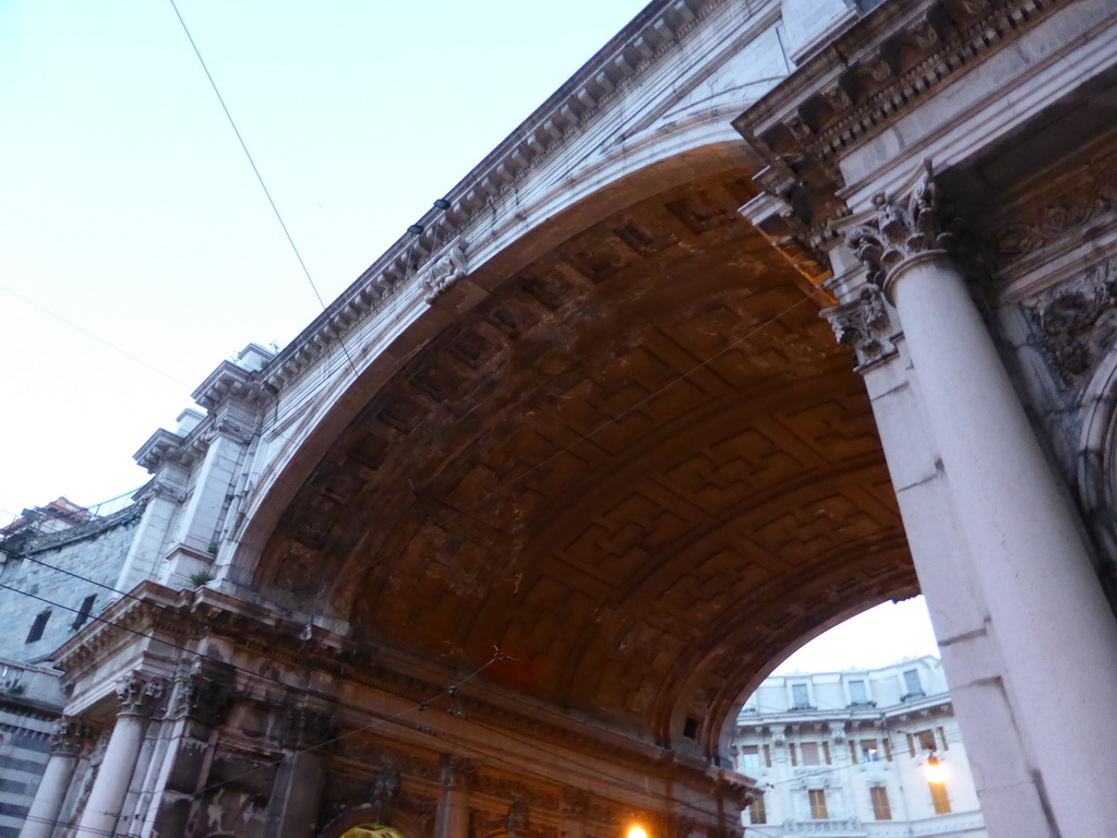 The Ponte Monumentale bridge over the Via XX Settembre street, at sunset