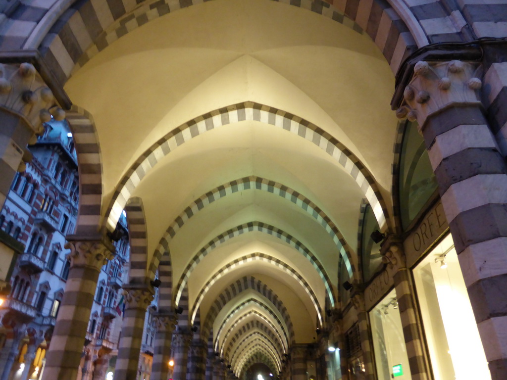 Archways at the Via XX Settembre street, at sunset