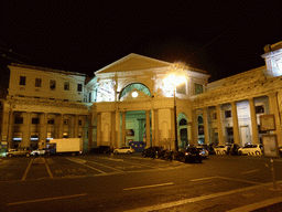 The Piazza Acquaverde square with the Genova Piazza Principe railway station, by night