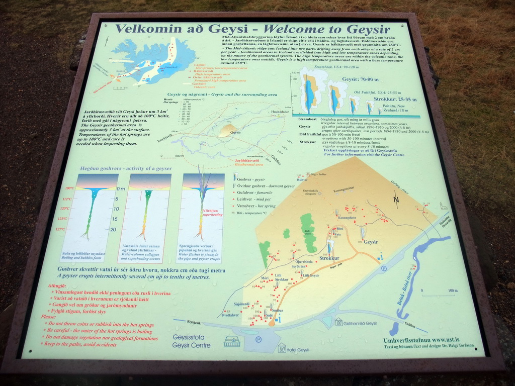 Information on the Geysir geothermal area