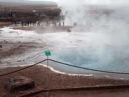 The Blesi geyser and the Strokkur Geyser at the Geysir geothermal area