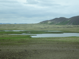 Lakes and mountains, viewed from the rental car on the Lyngdalsheiðarvegur road