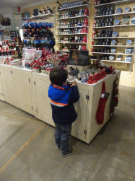 Max in the souvenir shop of the Geysir Center