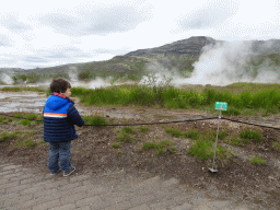 Max with several small geysers at the Geysir geothermal area