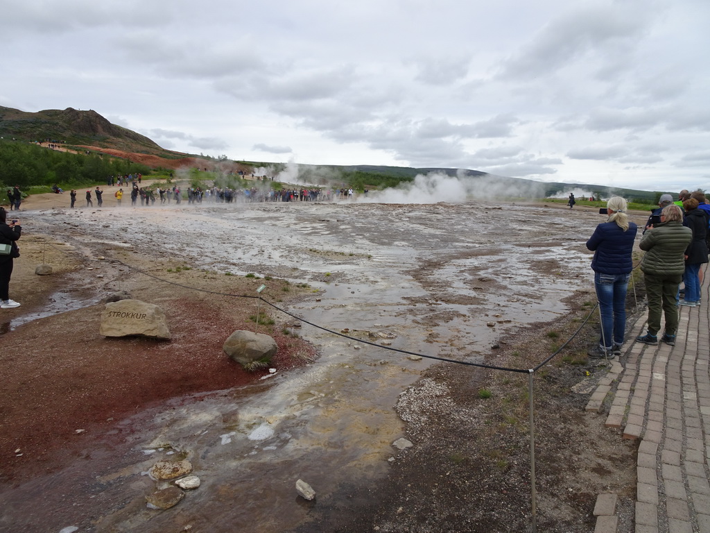 The Strokkur geyser and other geysers at the Geysir geothermal area