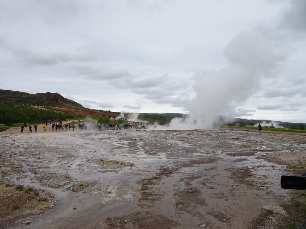 The Strokkur geyser and other geysers at the Geysir geothermal area