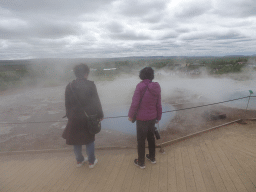 Miaomiao and her mother at the Blesi and Fata geysers at the Geysir geothermal area