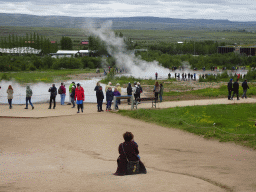 Miaomiao and Max at the Geysir geothermal area with the Blesi, Fata and Strokkur geysers