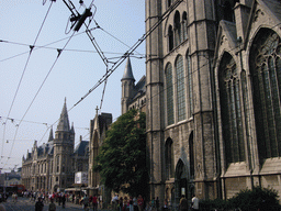 The south side of the Sint-Niklaaskerk church and the Former Post Office at the Korenmarkt square