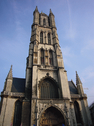 The west side of the Sint-Baafs Cathedral, viewed from the Sint-Baafsplein square