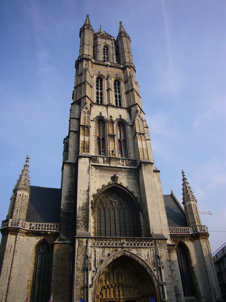 The west side of the Sint-Baafs Cathedral, viewed from the Sint-Baafsplein square