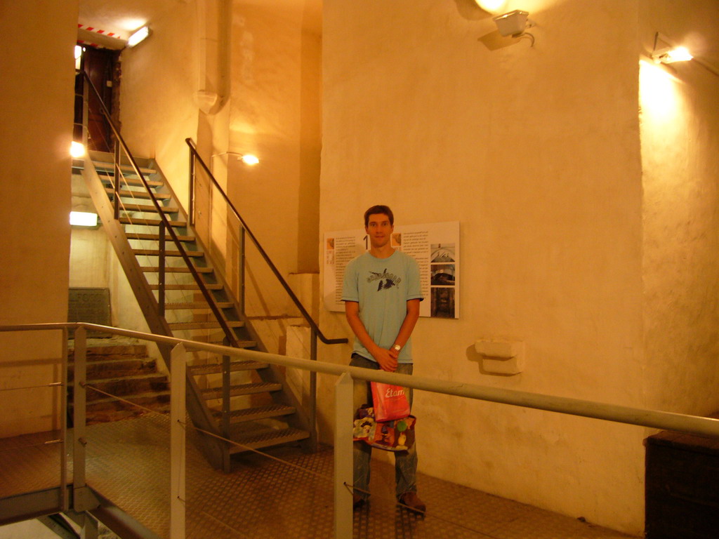 Tim at the Secrecy Room in the basement of the Belfry of Ghent