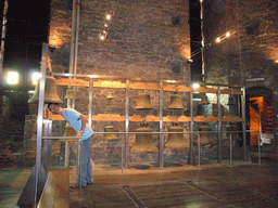 Tim with the bells at the Bell Museum at the second floor of the Belfry of Ghent