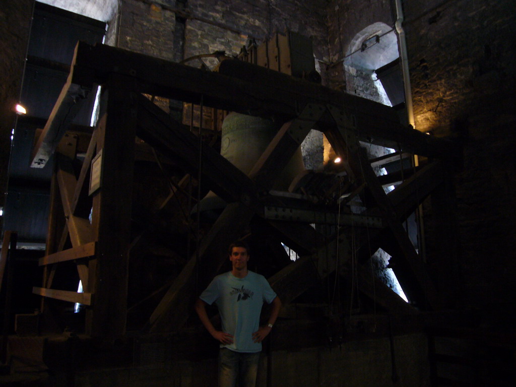 Tim with the Roland Bell at the third floor of the Belfry of Ghent