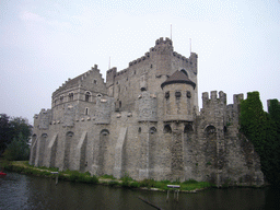 The Gravensteen Castle and the Leie river, viewed from the Execution Bridge