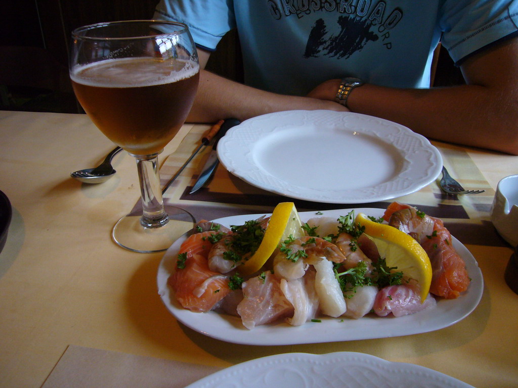 Fondue and a Leffe beer at the `t Gents Fonduehuisje restaurant