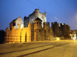 The Execution Bridge over the Leie river and the Gravensteen Castle, by night
