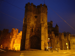 Front of the Gravensteen Castle at the Sint-Veerleplein square, by night